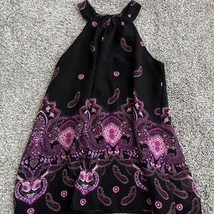 Apt. 9 Paisley Purple and Black Sequin Halter Tank Top